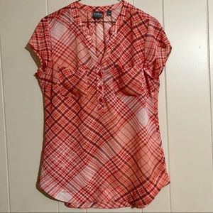 Soho Red Plaid short Sleeve Blouse size S